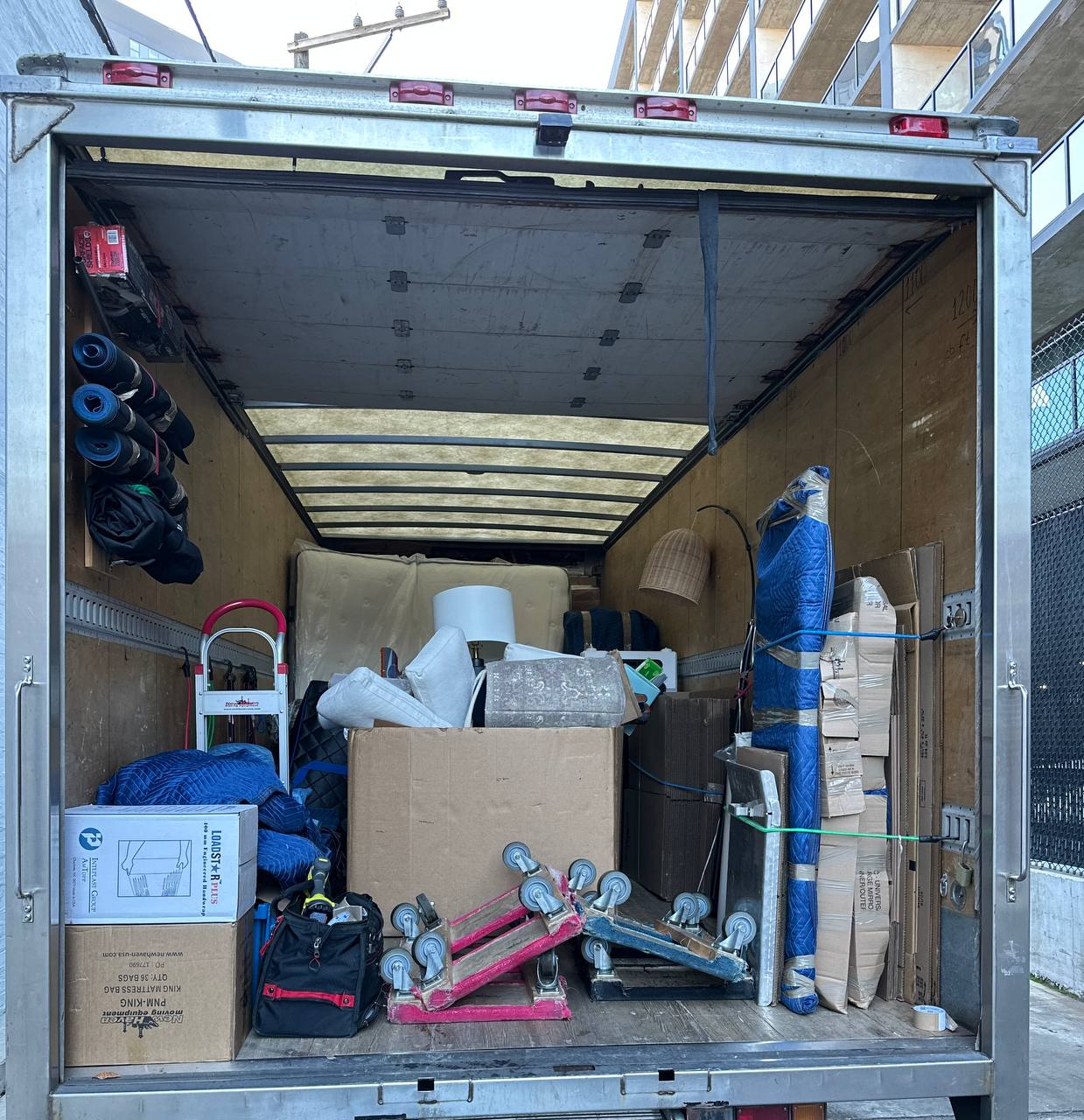 Organized moving truck interior
