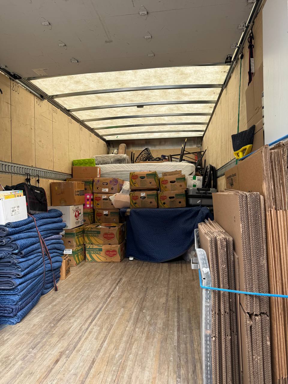 Boxes packed in a moving truck
